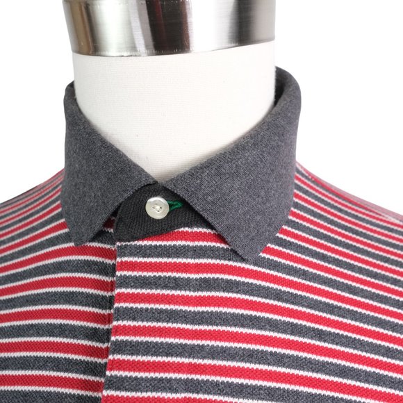 Vintage Tommy Hilfiger Polo Shirt Mens XL Red & Gray Striped Short Sleeve Crest - Picture 4 of 10
